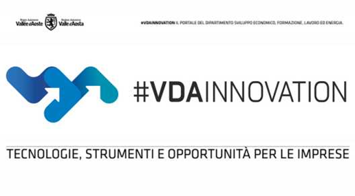 logo #vdainnvoation. testo "tecnologie strumenti e opportunità per le imprese"